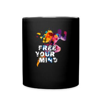 Free your mind - RUN - Sport Running Marathon - Full Colour Mug - black - Front