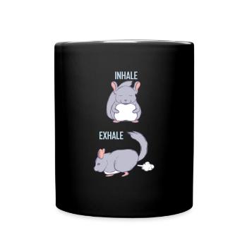 Chinchilla Inhale Exhale Lustiges Chinchilla Yoga - Tasse einfarbig - Schwarz - Vorne