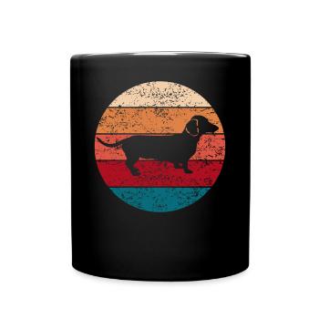 Dackelhund Dackel Hund Dackelwelpe Geschenk Retro - Tasse einfarbig - Schwarz - Vorne