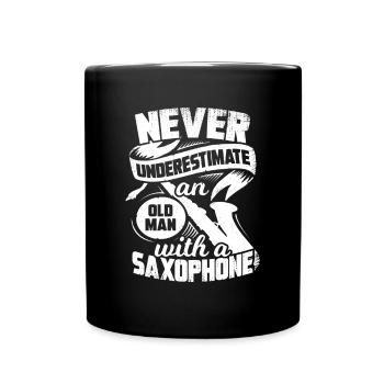 Saxophon saxophone vieux cadeau homme - Mug uni - noir - Devant