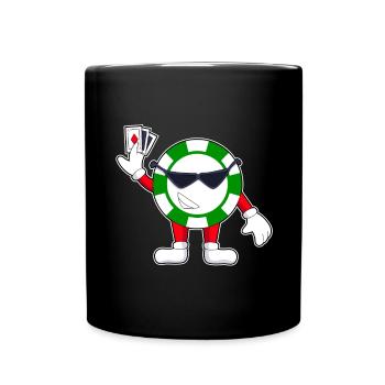 Poker Pokerchips Pokerkarten - Tasse einfarbig - Schwarz - Vorne