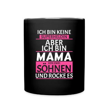 Mama von zwei Söhnen - Tasse einfarbig - Schwarz - Vorne