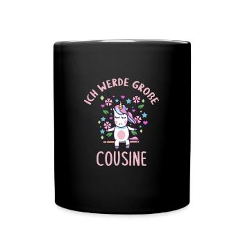 Ich werde große Cousine - Tasse einfarbig - Schwarz - Vorne