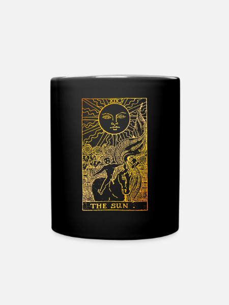 The Sun Vintage Tarot Karte Stärken Die Sonne - Tasse einfarbig - Schwarz