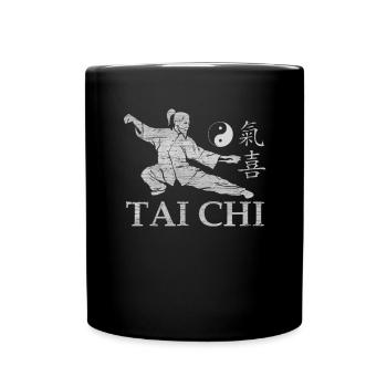 Tai Chi Master Zen Yin Yang Chakra Energy Happiness - Full Colour Mug - black - Front