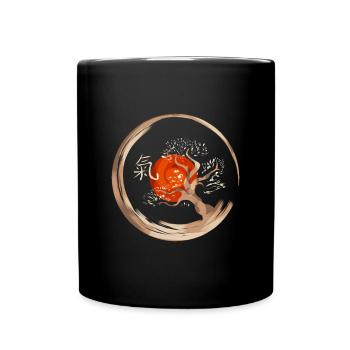 Qigong Bonsai Circle Chinese Energy Symbol - Full Colour Mug - black - Front