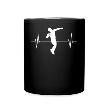 Kugelstoßer Herzschlag Linie Kugelstoßen Geschenk - Tasse einfarbig - Schwarz - Vorne
