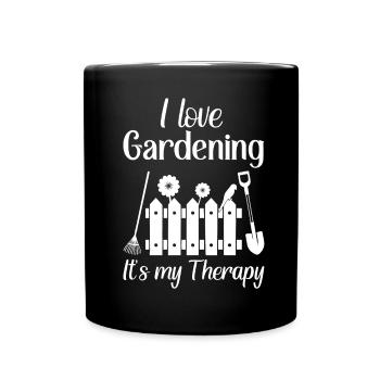 I love gardening it's my therapy - Tasse einfarbig - Schwarz - Vorne