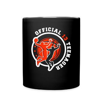 13th birthday boys teenage basketball - Full Colour Mug - black - Front