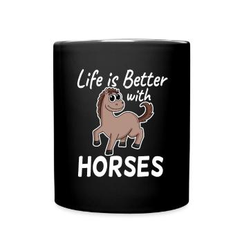 Horse saying horses girls - Full Colour Mug - black - Front