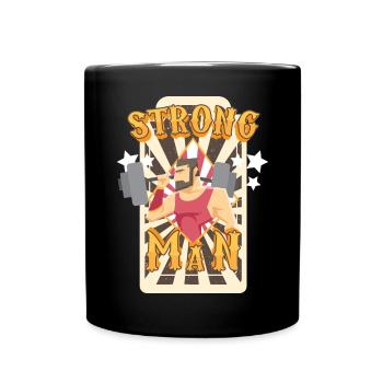 Strong man circus weightlifting birthday - Full Colour Mug - black - Front