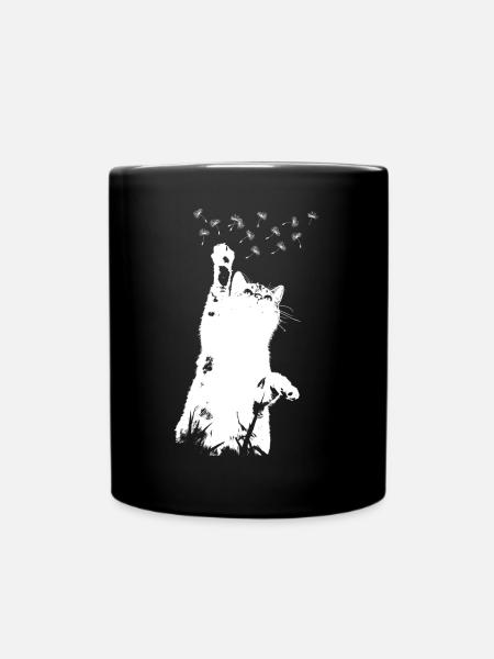 Katze Pusteblume Löwenzahn Schöne Blume Kitten - Tasse einfarbig - Schwarz