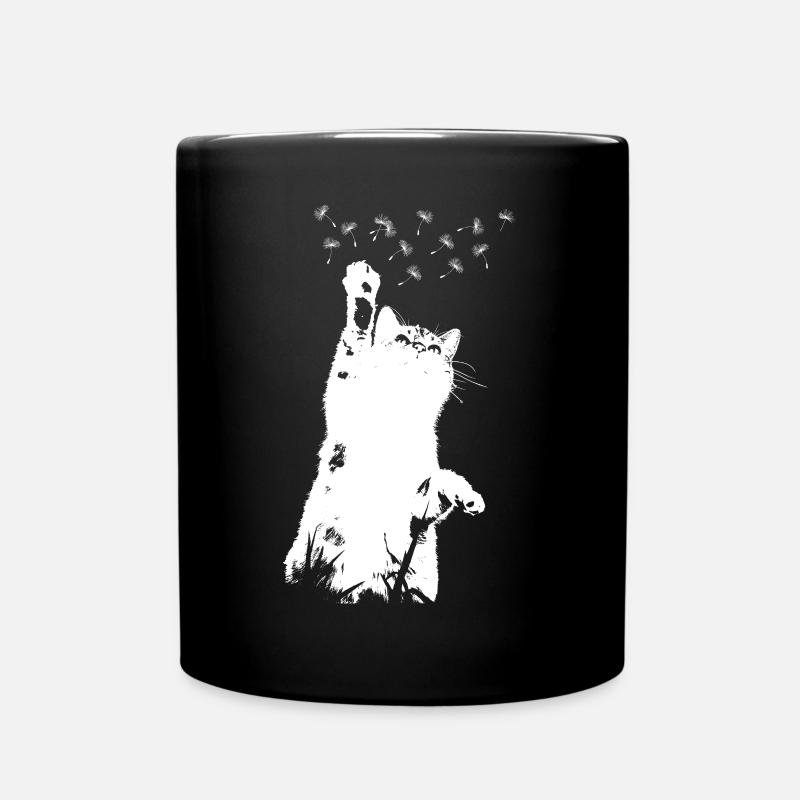 Katze Pusteblume Löwenzahn Schöne Blume Kitten - Tasse einfarbig - Schwarz