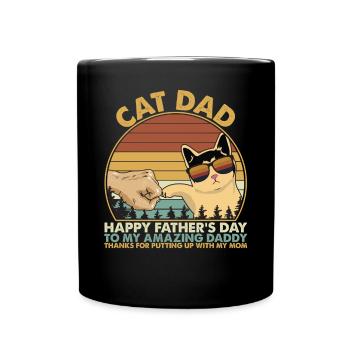 Cat Dad Fist Bump Vintage Fathers Day - Full Colour Mug - black - Front