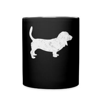 Basset Hound Dog Vintage - Full Colour Mug - black - Front