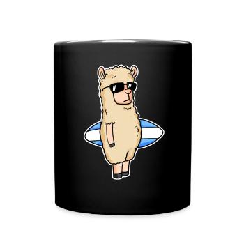Surfboard Alpaka Surfen - Tasse einfarbig - Schwarz - Vorne