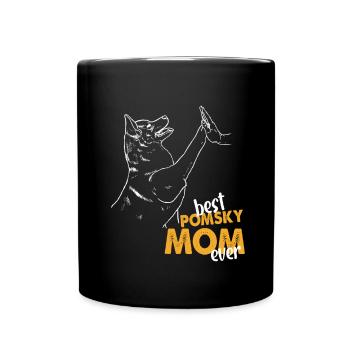 Best Pomsky Mom Ever Hundebesitzer Pomsky Mama - Tasse einfarbig - Schwarz - Vorne