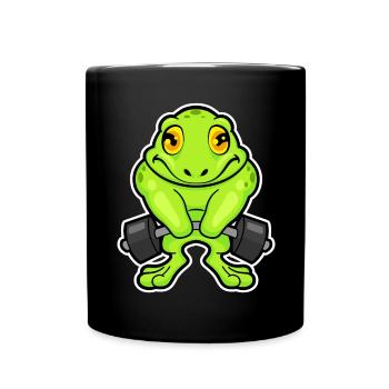 Bodybuilder Grenouille Bodybuilding Barre, Bodybuilding - Mug uni - noir - Devant