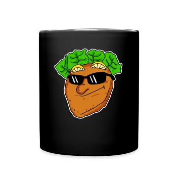 Cool schnitzel with sunglasses - Full Colour Mug - black - Front
