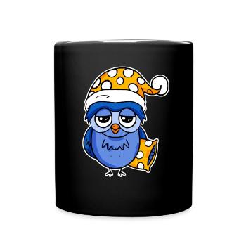 Le lève-tôt Hibou Dormir - Mug uni - noir - Devant
