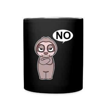 Le paresseux est énervé et dit non - Mug uni - noir - Devant