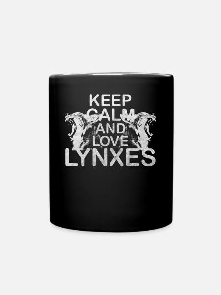 Keep Calm Love Lynx Lynx Motif Lynx - Full Colour Mug - black