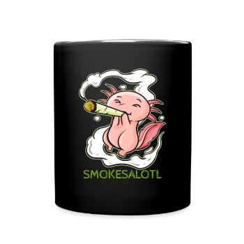 Smokesalotl - Funny Weed Axolotl Marijuana - Full Colour Mug - black - Front