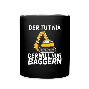 Bagger Baggerfahrer - Tasse einfarbig - Schwarz - Vorne