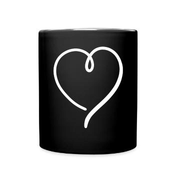 Cœur blanc - Mug uni - noir - Devant