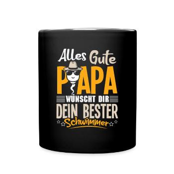 Alles Gute Papa wünscht dir dein bester Schwimmer - Tasse einfarbig - Schwarz - Vorne