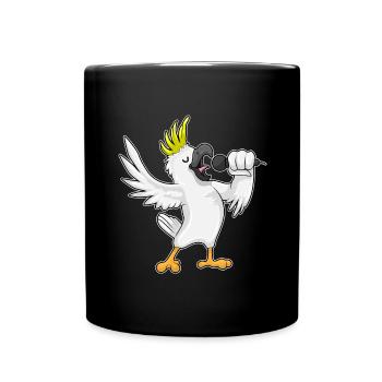Papagei Sänger Mikrofon Singen - Tasse einfarbig - Schwarz - Vorne