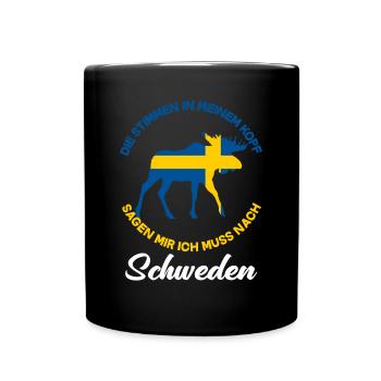 Schweden Elch Stimmen Schwede Geschenk - Tasse einfarbig - Schwarz - Vorne