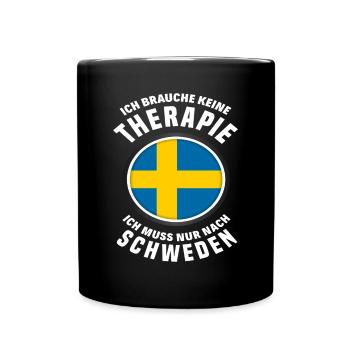 Schweden Schwede Therapie Urlaub Geschenk - Tasse einfarbig - Schwarz - Vorne