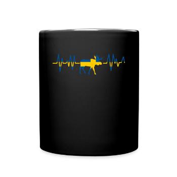Schweden Elch Herzschlag Heartbeat Geschenk - Tasse einfarbig - Schwarz - Vorne