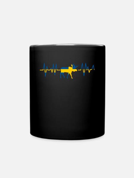 Schweden Elch Herzschlag Heartbeat Geschenk - Tasse einfarbig - Schwarz