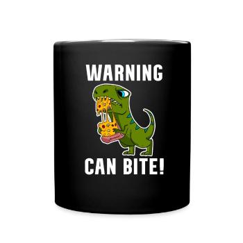 Dinosaurs with pizza - Full Colour Mug - black - Front