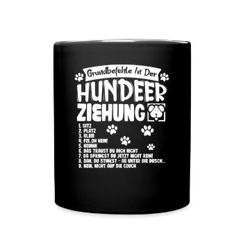 Grundbefehle der Hundeerziehung Hundemotiv - Tasse einfarbig - Schwarz - Vorne