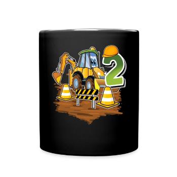 2 years excavator children's birthday - Full Colour Mug - black - Front