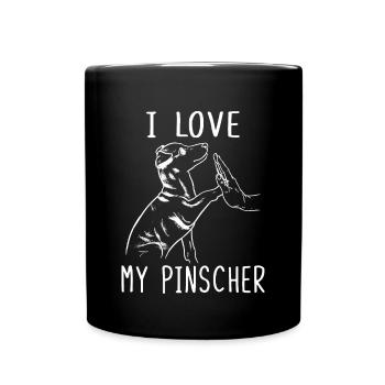 I Love My Pinscher Ich Liebe Meinen Pinscher - Tasse einfarbig - Schwarz - Vorne