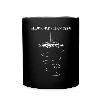 Wandern - Ja, wir sind gleich oben - Brocken Harz - Tasse einfarbig - Schwarz - Vorne