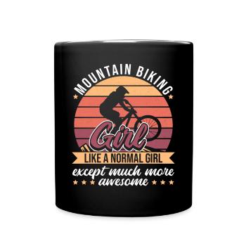 Awesome Mountain Biking Girl - Tasse einfarbig - Schwarz - Vorne