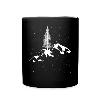 Berg Gebirge Schnee Schneefall Winter Xmas Gipfel - Tasse einfarbig - Schwarz - Vorne