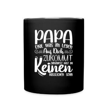 Vater Sohn Spruch Vatertag Vatertagsgeschenk - Tasse einfarbig - Schwarz - Vorne