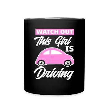 Conducteur débutante Permis de conduire fille cadeau - Mug uni - noir - Devant