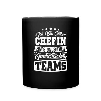 Stolze Chefin Chef Frau Abteilungsleiter Teamchef - Tasse einfarbig - Schwarz - Vorne