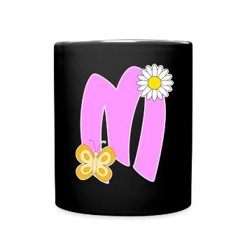 Lettre M avec papillon - Mug uni - noir - Devant