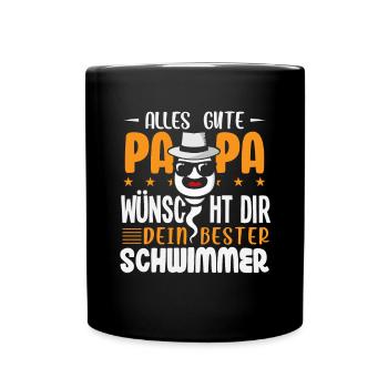 Alles Gute Papa wünscht dir dein bester Schwimmer - Tasse einfarbig - Schwarz - Vorne