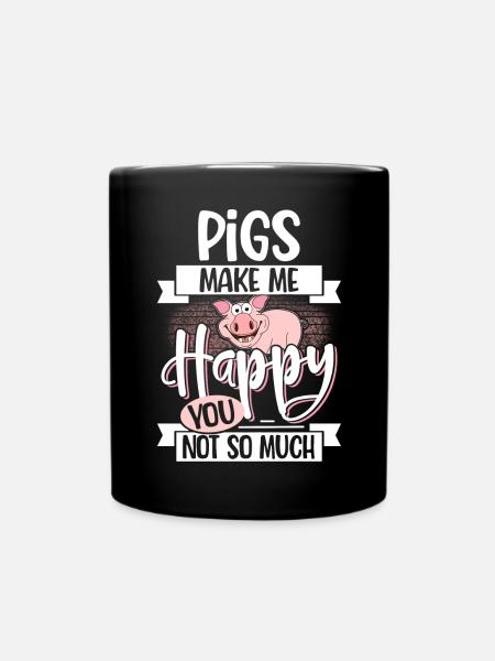 Schwein - Tasse einfarbig - Schwarz