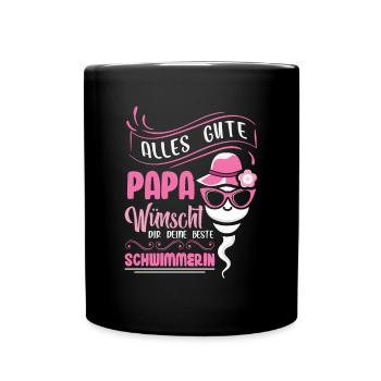 Alles Gute Papa wünscht dir dein bester Schwimmer - Tasse einfarbig - Schwarz - Vorne