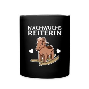 Reiterin Nachwuchs Pferd - Tasse einfarbig - Schwarz - Vorne